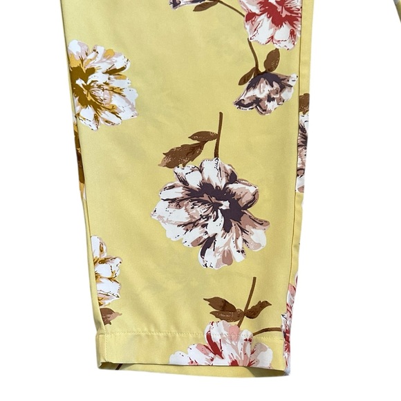 JULES & LEOPOLD yellow floral elastic drawstring paper bag waist ankle pants XL - Picture 3 of 5
